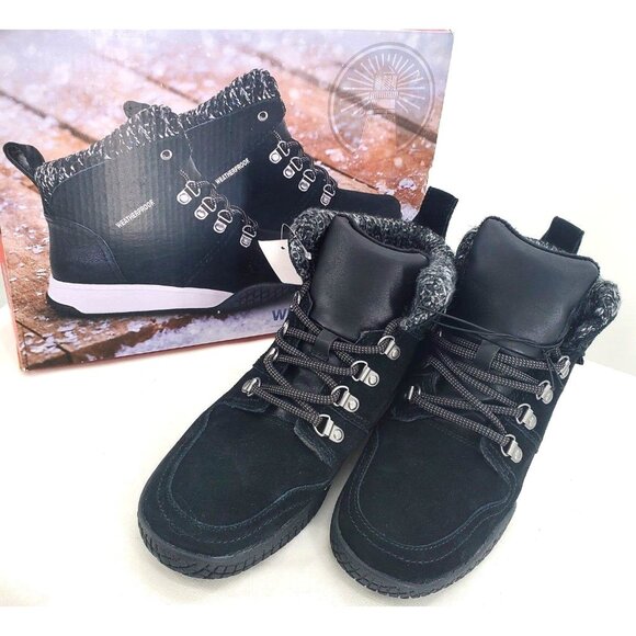 Weatherproof 9 Boots Ruby Outdoor Suede Leather Chunky Winter Lug Snow Shoes - Picture 3 of 14